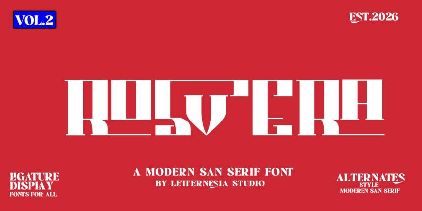 Rosvera 展示字体 英文字体免费下载