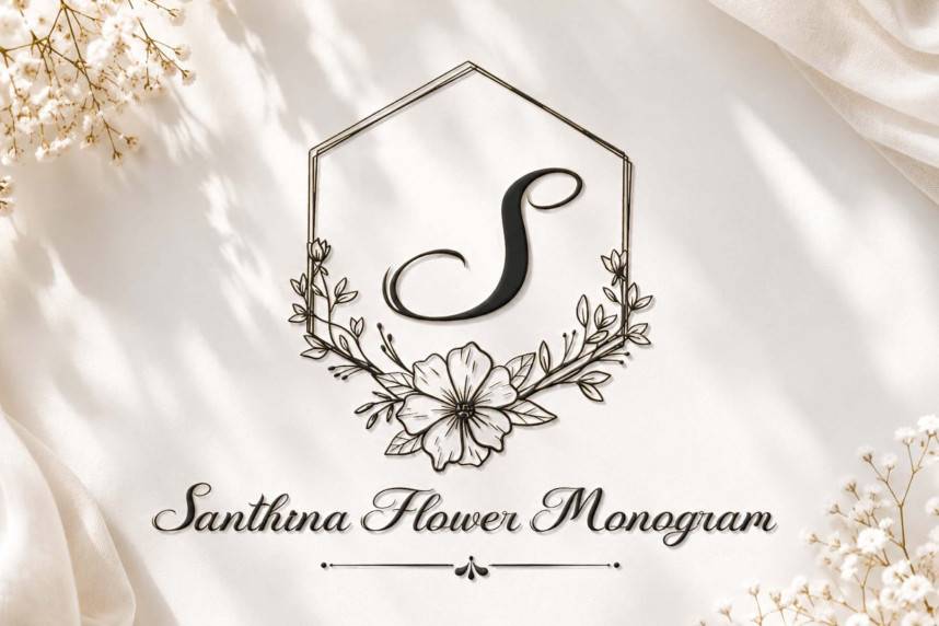index Santhina Flower Monogram 英文手写 英文字体免费下载