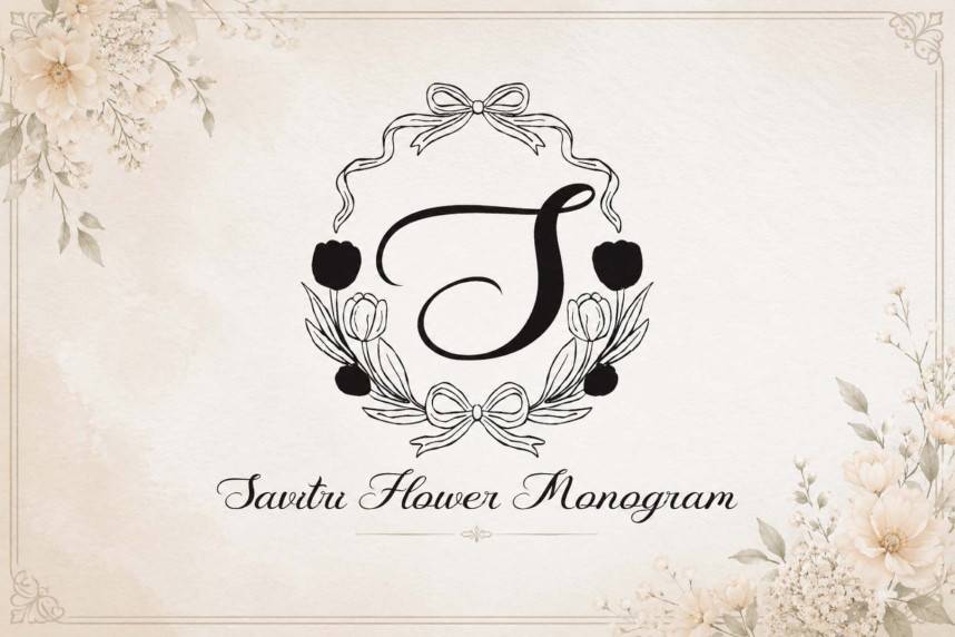 index Savitri Flower Monogram 英文手写 英文字体免费下载