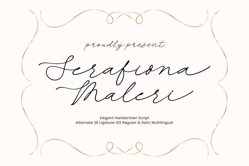 Serafiona Maleri 字体效果展示 Serafiona Maleri 花体英文预览图