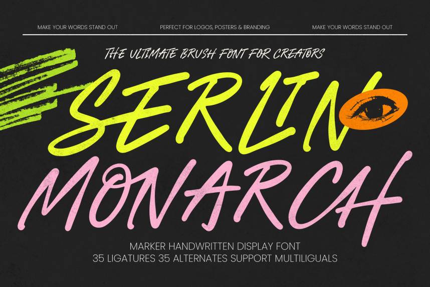 Serlin Monarch – Marker Handwritten Display 花体英文 英文字体免费下载