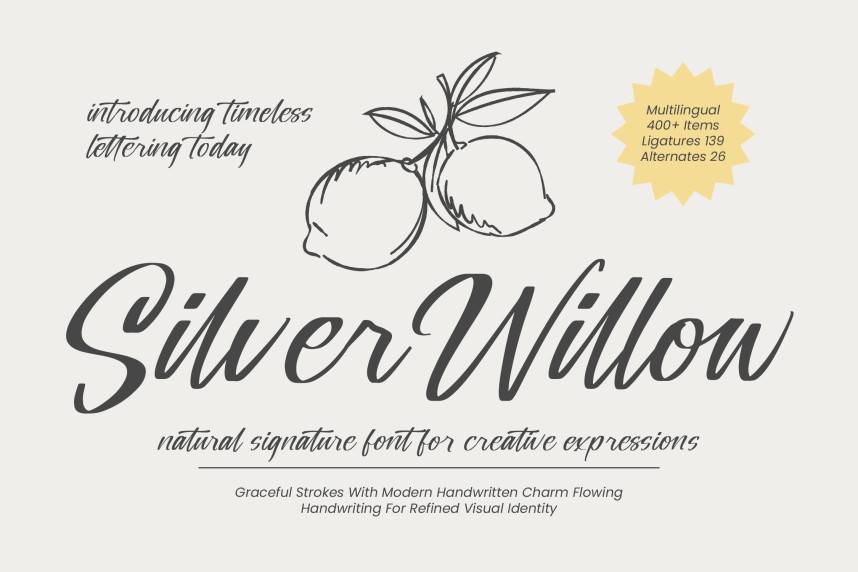 index Silver Willow – Natural Signature 花体英文 英文字体免费下载