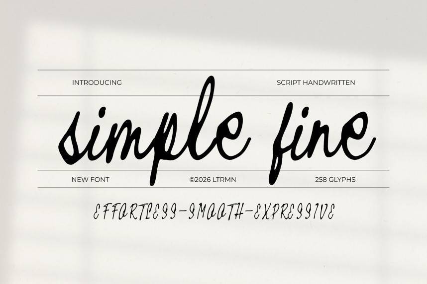 index Simple Fine – Script Handwritten 英文手写 英文字体免费下载