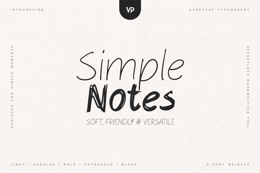 index Simple Notes – Soft Handwritten 英文手写 英文字体免费下载