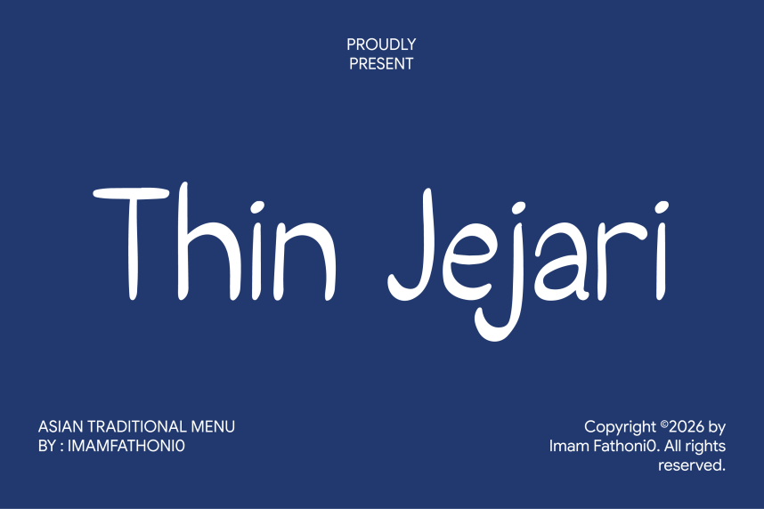 Thin Jejari Script 字体效果展示 Thin Jejari Script 英文手写预览图