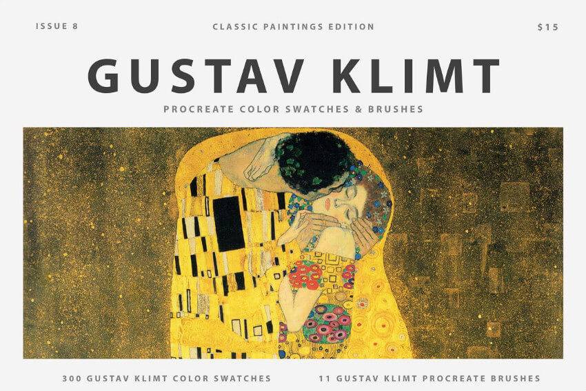 10款大师级油画procreate笔刷资源打包下载 Gustav Klimt’s克里姆特procreate大师油画笔刷下载-topimage