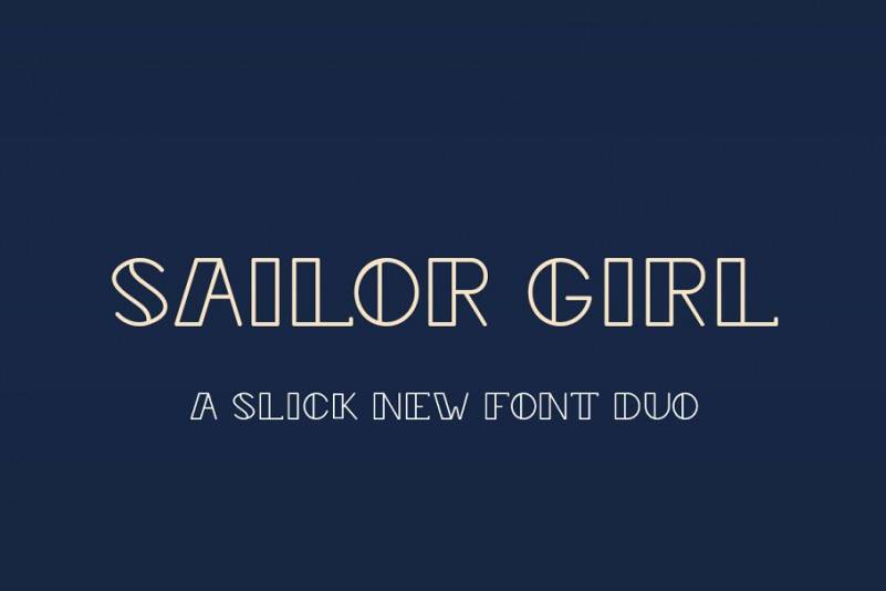Sailor Girl现代线条无衬线描边简洁英文logo字体下载